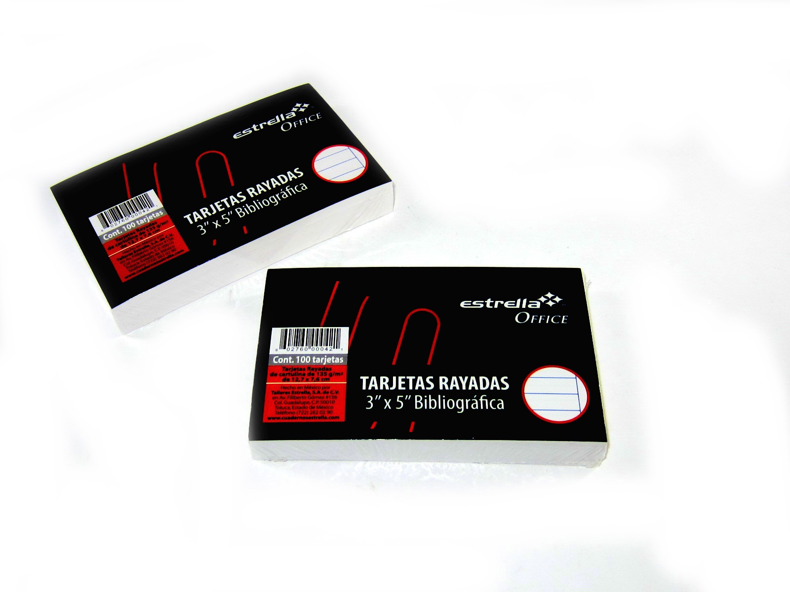 TARJETA BRISTOL RAYADA 3X5 PAQ.C/100 042 ESTRELLA           