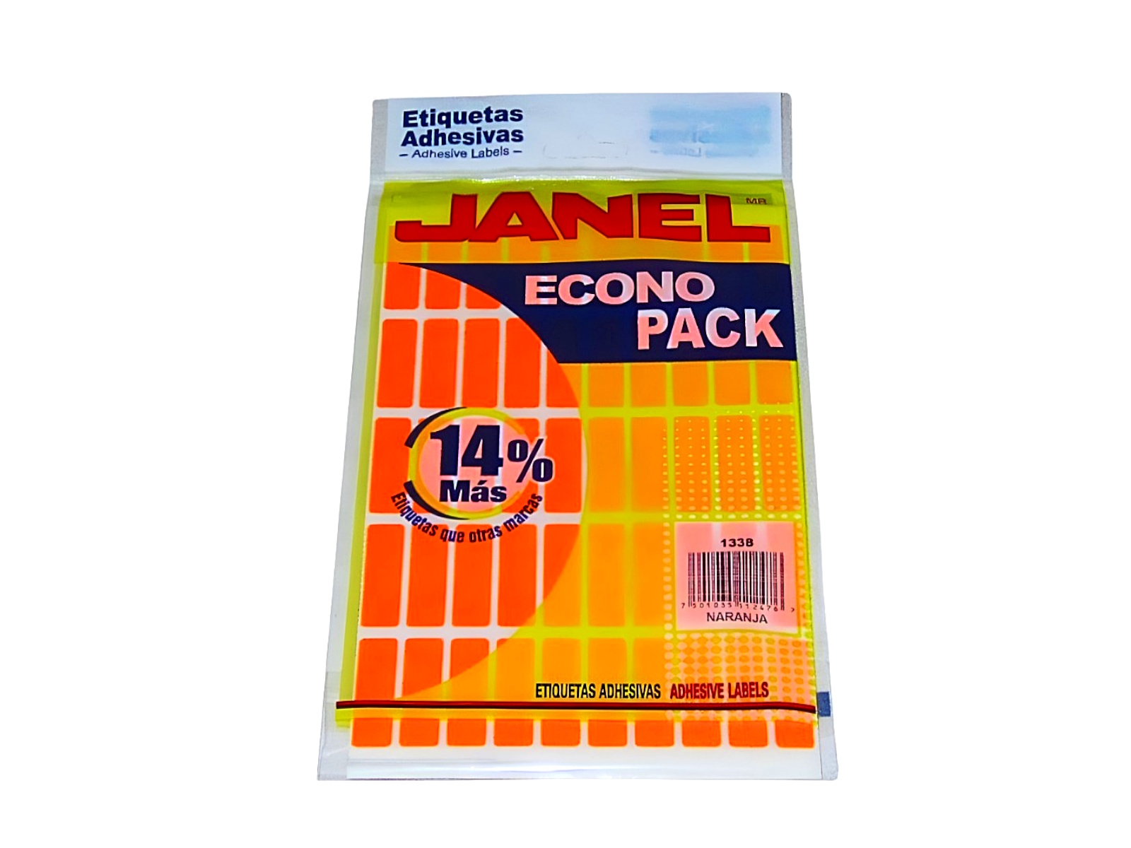 ETIQUETA ECONO PACK NARANJA 13 X 38 JANEL                   