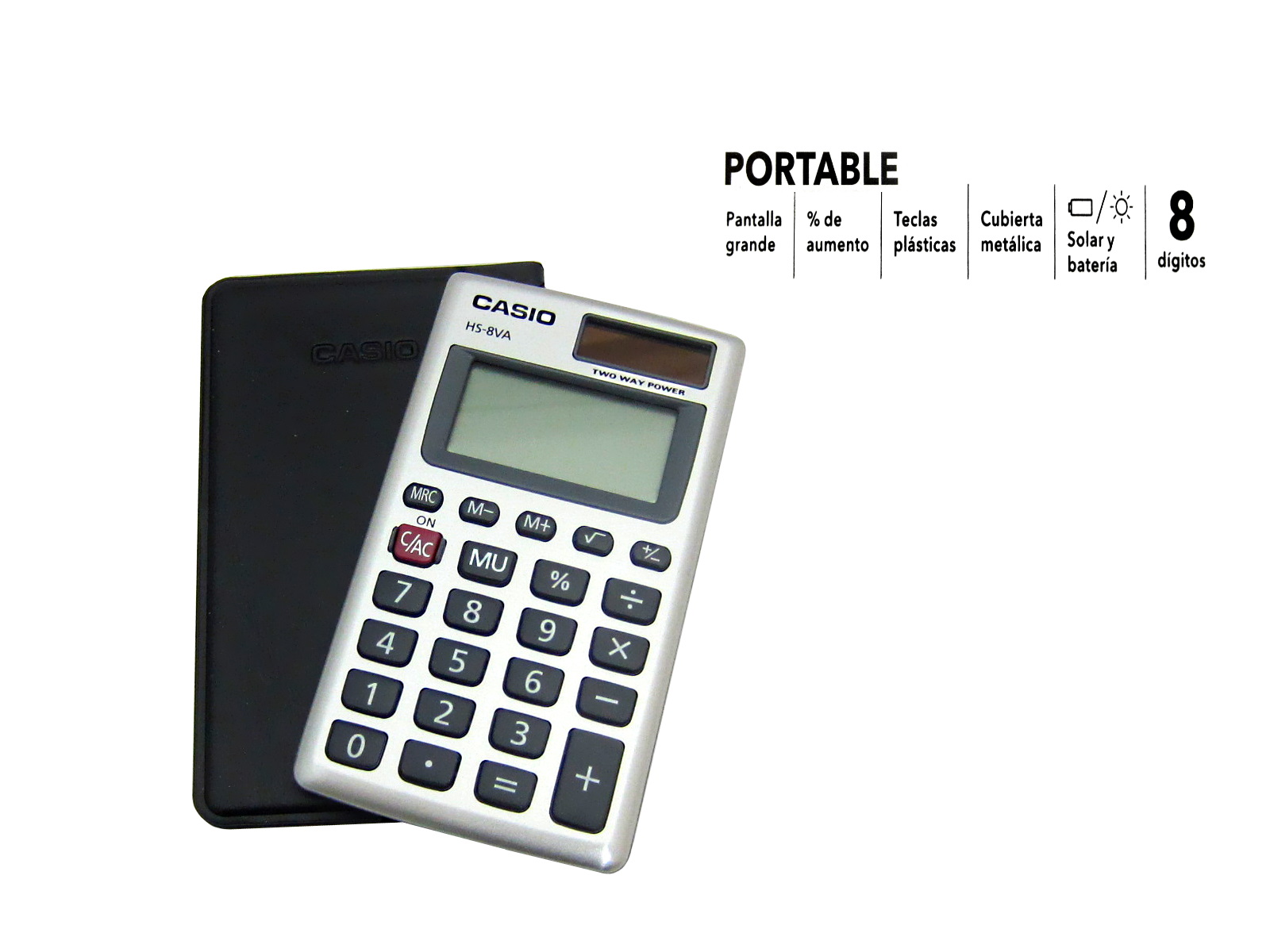 CALC. CASIO HS-8VA-S-MH BOLSILLO NUM.GDES 8 DIG             