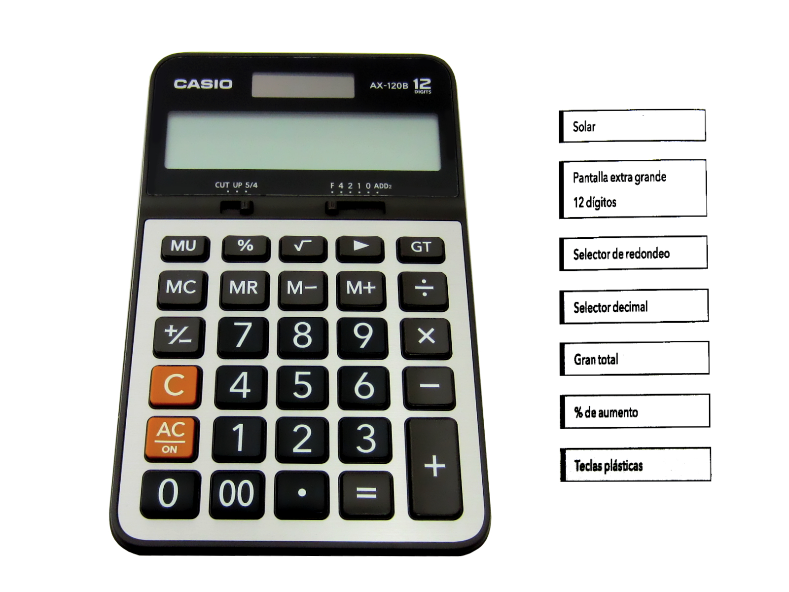 CALCULADORA CASIO AX-120B-S-MC 12 DIGITOS ESCRITORIO        