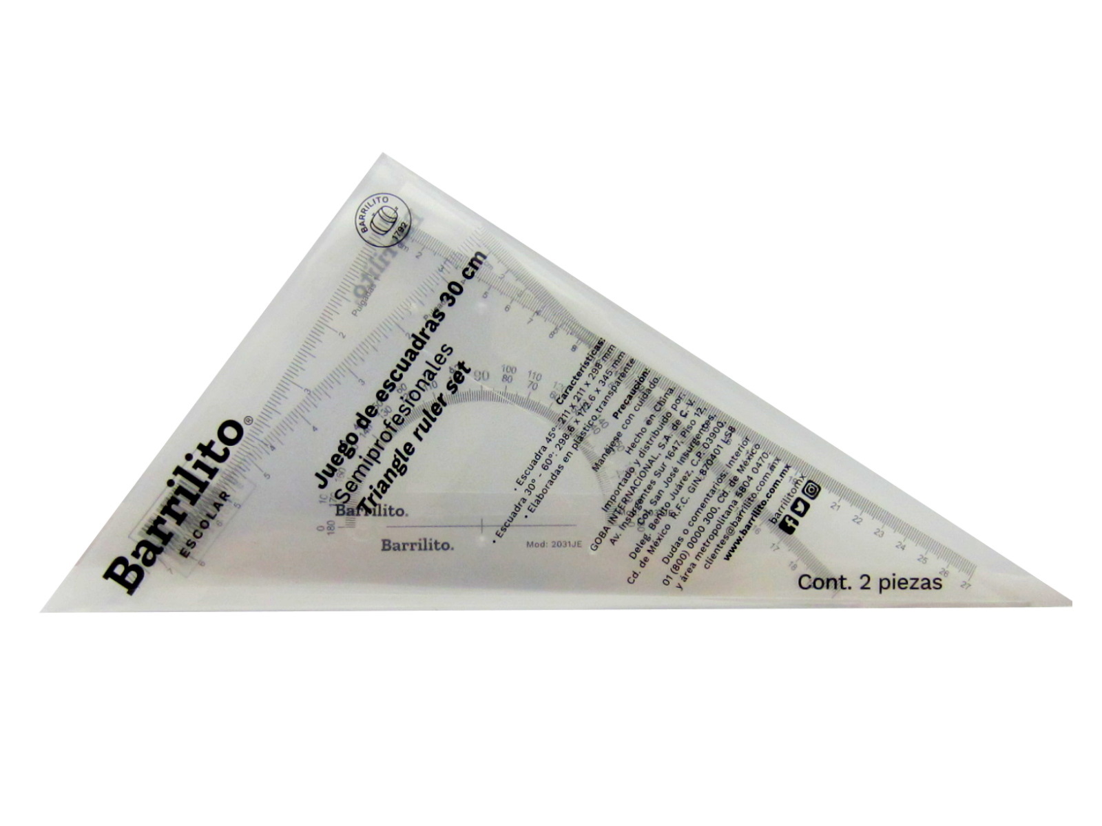 JUEGO ESCUADRA SEMI-PROFESIONAL 2031JE 34.7 X 24.5 BARRILITO