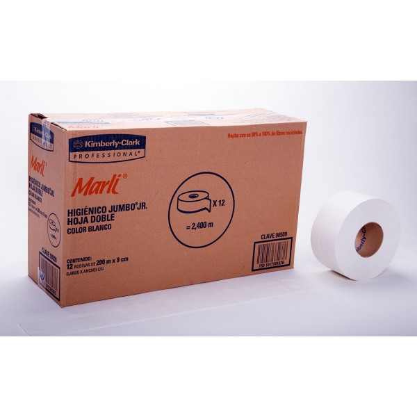PAPEL HIGIENICO MARLI JUMBO JR.BCO.H.D. 200MT PZA 90509     