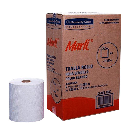 TOALLA ROLLO MARLI BLANCO 180MT/6RLL 92257                  